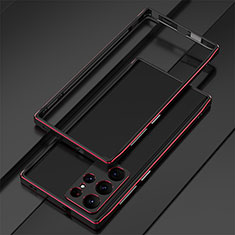 Custodia Lusso Alluminio Laterale Cover per Samsung Galaxy S22 Ultra 5G Rosso e Nero