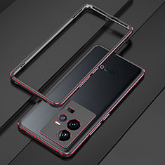 Custodia Lusso Alluminio Laterale Cover per Vivo iQOO 11 Pro 5G Rosso e Nero