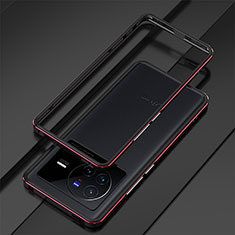 Custodia Lusso Alluminio Laterale Cover per Vivo X80 Pro 5G Rosso e Nero