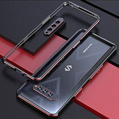 Custodia Lusso Alluminio Laterale Cover per Xiaomi Black Shark 4S 5G Rosso e Nero