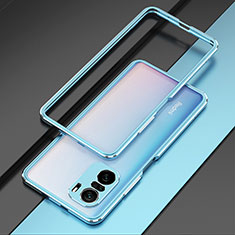 Custodia Lusso Alluminio Laterale Cover per Xiaomi Poco F3 5G Argento e Blu