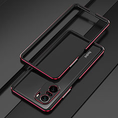 Custodia Lusso Alluminio Laterale Cover per Xiaomi Redmi K40 Pro 5G Rosso e Nero