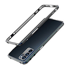 Custodia Lusso Alluminio Laterale Cover S01 per Oppo Reno6 Pro 5G India Blu e Nero