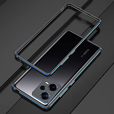 Custodia Lusso Alluminio Laterale Cover S01 per Xiaomi Poco X5 5G Blu e Nero