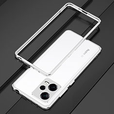 Custodia Lusso Alluminio Laterale Cover S01 per Xiaomi Redmi Note 12 Explorer Argento