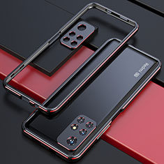 Custodia Lusso Alluminio Laterale Cover S02 per Xiaomi Redmi Note 11 5G Rosso e Nero