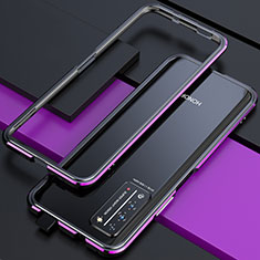 Custodia Lusso Alluminio Laterale Cover T01 per Huawei Honor X10 5G Viola e Nero