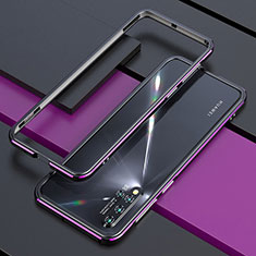 Custodia Lusso Alluminio Laterale Cover T01 per Huawei Nova 5 Pro Viola e Nero