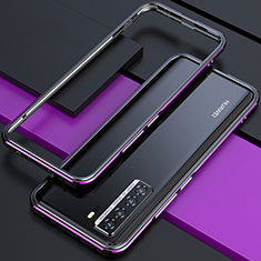 Custodia Lusso Alluminio Laterale Cover T01 per Huawei Nova 7 SE 5G Viola e Nero