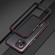 Custodia Lusso Alluminio Laterale Cover T01 per Xiaomi Mi 11 Lite 5G NE Rosso