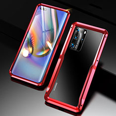 Custodia Lusso Alluminio Laterale Cover T02 per Huawei P40 Pro Rosso