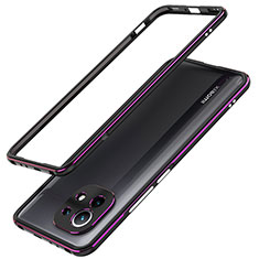 Custodia Lusso Alluminio Laterale Cover T02 per Xiaomi Mi 11 Lite 4G Viola