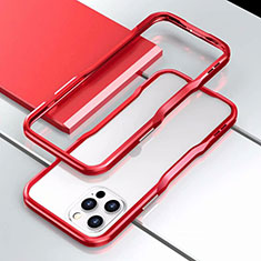 Custodia Lusso Alluminio Laterale Cover T03 per Apple iPhone 12 Pro Rosso