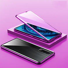 Custodia Lusso Alluminio Laterale Specchio 360 Gradi Cover A02 per Oppo Find X2 Pro Viola