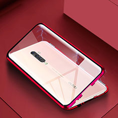 Custodia Lusso Alluminio Laterale Specchio 360 Gradi Cover C01 per Oppo Reno2 Rosso