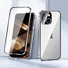 Custodia Lusso Alluminio Laterale Specchio 360 Gradi Cover LK1 per Apple iPhone 15 Argento