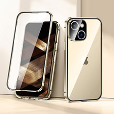 Custodia Lusso Alluminio Laterale Specchio 360 Gradi Cover LK1 per Apple iPhone 15 Plus Oro