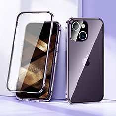 Custodia Lusso Alluminio Laterale Specchio 360 Gradi Cover LK1 per Apple iPhone 15 Viola