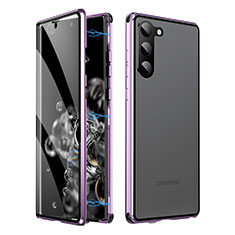 Custodia Lusso Alluminio Laterale Specchio 360 Gradi Cover LK1 per Samsung Galaxy S24 Plus 5G Viola