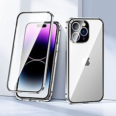 Custodia Lusso Alluminio Laterale Specchio 360 Gradi Cover LK2 per Apple iPhone 14 Pro Max Argento