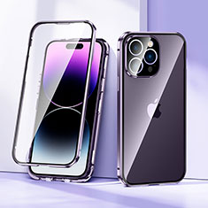 Custodia Lusso Alluminio Laterale Specchio 360 Gradi Cover LK2 per Apple iPhone 15 Pro Max Viola