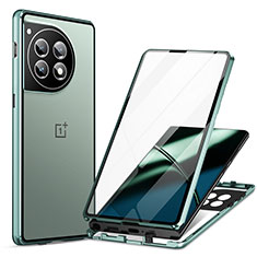 Custodia Lusso Alluminio Laterale Specchio 360 Gradi Cover LK2 per OnePlus Ace 3 5G Verde