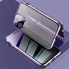 Custodia Lusso Alluminio Laterale Specchio 360 Gradi Cover LK3 per Apple iPhone 16 Pro Max Viola