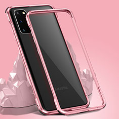 Custodia Lusso Alluminio Laterale Specchio 360 Gradi Cover LK4 per Samsung Galaxy S20 Oro Rosa