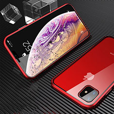 Custodia Lusso Alluminio Laterale Specchio 360 Gradi Cover M01 per Apple iPhone 11 Rosso