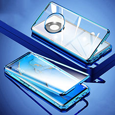 Custodia Lusso Alluminio Laterale Specchio 360 Gradi Cover M01 per Huawei Mate 40 Blu