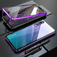 Custodia Lusso Alluminio Laterale Specchio 360 Gradi Cover M01 per Huawei P20 Pro Viola