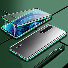 Custodia Lusso Alluminio Laterale Specchio 360 Gradi Cover M01 per Oppo Find X2 Pro Verde