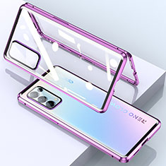 Custodia Lusso Alluminio Laterale Specchio 360 Gradi Cover M01 per Oppo Find X3 Lite 5G Viola