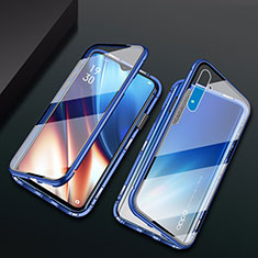 Custodia Lusso Alluminio Laterale Specchio 360 Gradi Cover M01 per Oppo K5 Blu