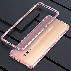 Custodia Lusso Alluminio Laterale Specchio 360 Gradi Cover M01 per Oppo Reno Oro Rosa