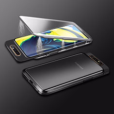 Custodia Lusso Alluminio Laterale Specchio 360 Gradi Cover M01 per Samsung Galaxy A80 Nero