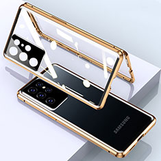 Custodia Lusso Alluminio Laterale Specchio 360 Gradi Cover M01 per Samsung Galaxy S25 Ultra 5G Oro