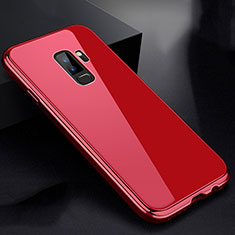 Custodia Lusso Alluminio Laterale Specchio 360 Gradi Cover M01 per Samsung Galaxy S9 Plus Rosso