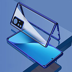 Custodia Lusso Alluminio Laterale Specchio 360 Gradi Cover M01 per Xiaomi Mi 12 5G Blu