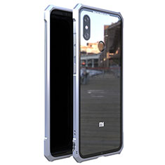 Custodia Lusso Alluminio Laterale Specchio 360 Gradi Cover M01 per Xiaomi Mi 8 Argento