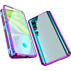 Custodia Lusso Alluminio Laterale Specchio 360 Gradi Cover M01 per Xiaomi Mi Note 10 Viola