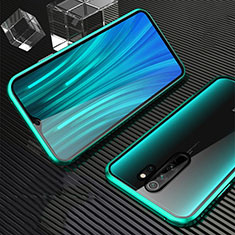 Custodia Lusso Alluminio Laterale Specchio 360 Gradi Cover M01 per Xiaomi Redmi Note 8 Pro Verde