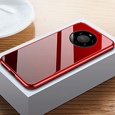 Custodia Lusso Alluminio Laterale Specchio 360 Gradi Cover M02 per Huawei Mate 40 Pro+ Plus Rosso e Nero