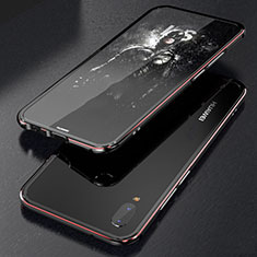 Custodia Lusso Alluminio Laterale Specchio 360 Gradi Cover M02 per Huawei Nova 3e Rosso e Nero