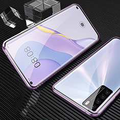 Custodia Lusso Alluminio Laterale Specchio 360 Gradi Cover M02 per Huawei Nova 7 5G Viola