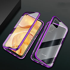 Custodia Lusso Alluminio Laterale Specchio 360 Gradi Cover M02 per Huawei Nova 7i Viola