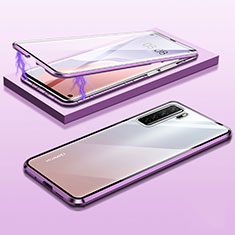 Custodia Lusso Alluminio Laterale Specchio 360 Gradi Cover M02 per Huawei P40 Lite 5G Viola