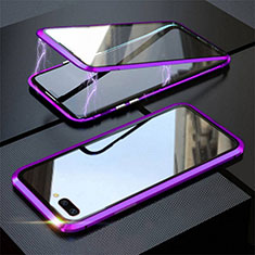 Custodia Lusso Alluminio Laterale Specchio 360 Gradi Cover M02 per Oppo A12e Viola