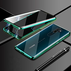 Custodia Lusso Alluminio Laterale Specchio 360 Gradi Cover M02 per Oppo A9 (2020) Verde