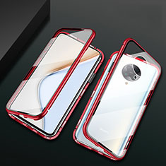 Custodia Lusso Alluminio Laterale Specchio 360 Gradi Cover M02 per Xiaomi Poco F2 Pro Rosso